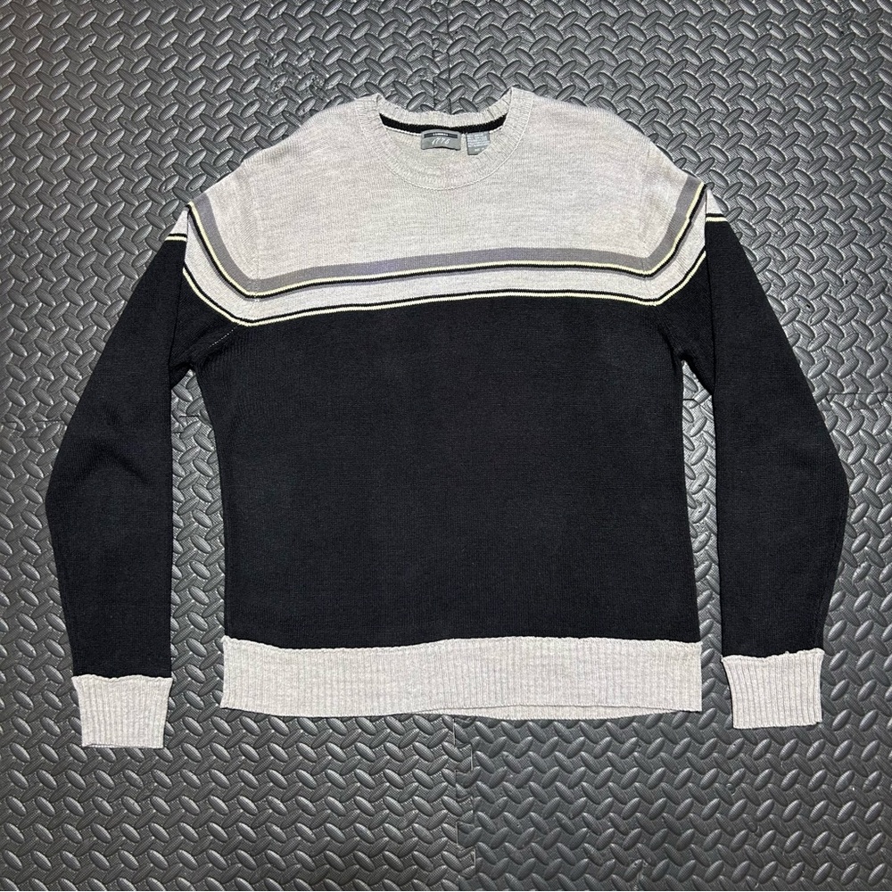 Vintage 1775 Acrylic Sweater Colorblock Pullover Stripe Crewneck Mens Medium